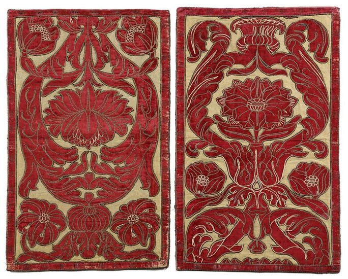 TWO PANELS OF CLOTH OF GOLD ITALIAN, c.1700...