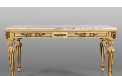 Tavolo Luigi XVI da centro in legno intagliato