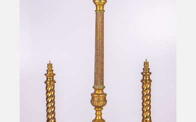 Three Brass Prickets/Altar Candlesticks
