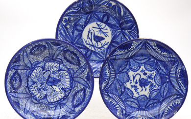 Three Levantine earthenware dishes, early decades of the 20th Century.