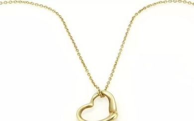 Tiffany & Co. Peretti Pendant Open Heart in 18k Yellow Gold w/Chain