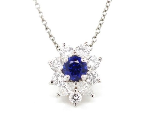 Tiffany & Co sapphire and diamond pendant set in 950 platinu...