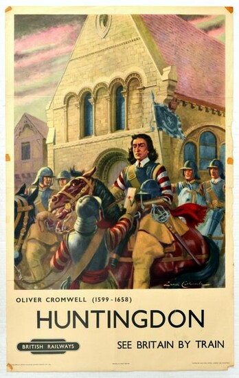 Travel Poster Huntingdon Oliver Cromwell British