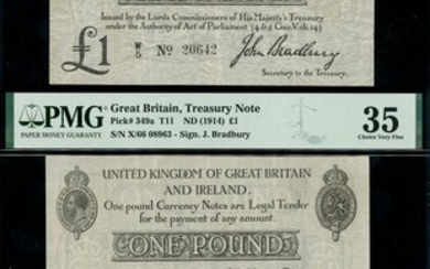 Treasury Series, John Bradbury, second issue £1 (3), ND (23 October 1914), serial number prefix...