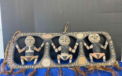 Tribal Carved Three-Figure Plaque