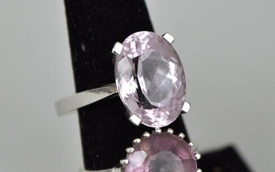 Two 14K White Gold & Purple Stone Rings