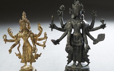 Two Bronze Standing Bodhisattva Figures early 20th c.