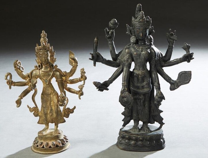 Two Bronze Standing Bodhisattva Figures early 20th c.