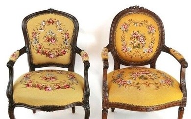 Two French Needlepoint Fauteuils