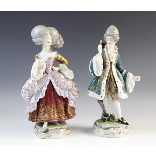 Two German porcelain figures by Dressel Kister & Co of Passa...