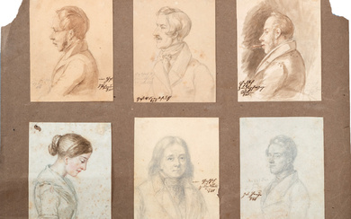 Unidentified German Artist, Six Portraits, 19th Century