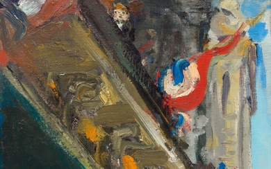 VARLIN (WILLY GUGGENHEIM)(Zurich 1900-1977 Bondo)Jour de fête à Paris. 1949-51.Huile sur toile sur panneau d'aggloméré.Signé...