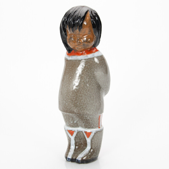 VICKE LINDSTRAND. For Upsala-Ekeby. Figurine, stoneware, "Eskimo", Upsala Ekeby, model 90.
