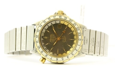 VINTAGE HEUER AIRLINE GMT REFERENCE 895.313, grey dial, gil...