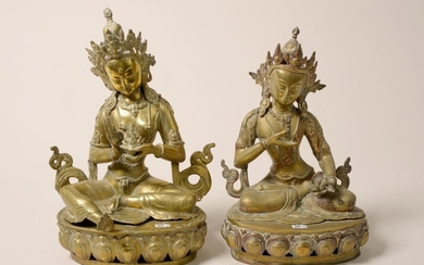 "Vajrayana" and "Tara" two sculptures in gilt bronze...