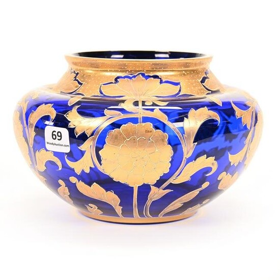 Vase, Cobalt Blue Bohemian Art Glass