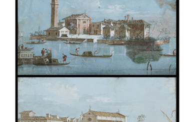 Giacomo Guardi ( Venezia 1764 - 1835 ) , Venice, view of the Isola di San Giorgio in Alga; Venice, view of the Isola di San Lazzaro Pair of...
