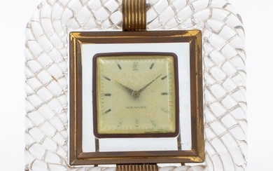 Venini Murano Glass Brass Mounted Framed Clock