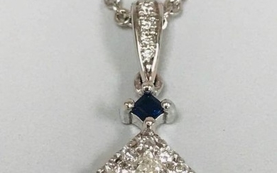 Vera Wang- 14 kt. White gold - Necklace - 0.31 ct Diamond - Sapphire