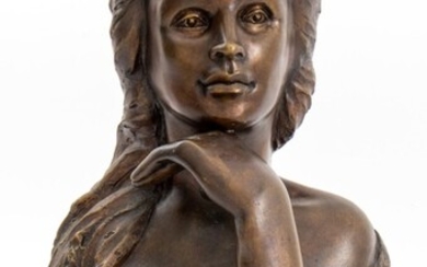 Victor Salmones Female Bust Bronze Sculpture