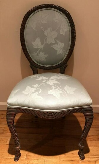 Victorian Carved Upholstered Balloon Back Chair