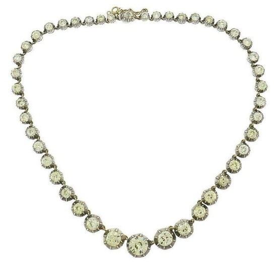 Victorian Diamond Riviere NECKLACE French Silver Rose