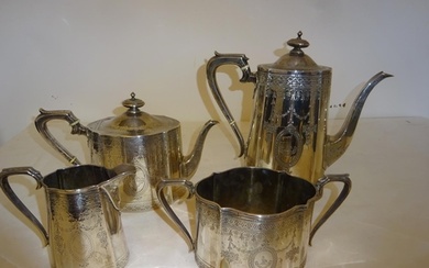 Victorian four piece silver tea & coffee service with fine e...