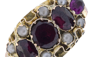 Victorian garnet & imitation pearl ring