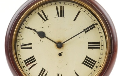 Victorian mahogany fusee wall clock having painted dial with...