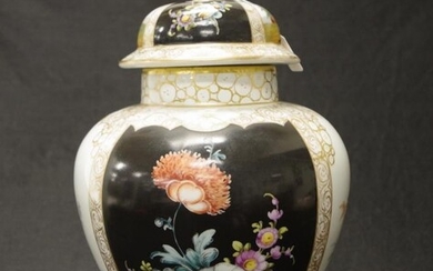 Vienna covered painted ceramic vase base with painted blossom...