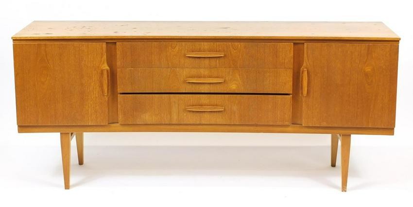 Vintage Beautility teak concave sideboard with two
