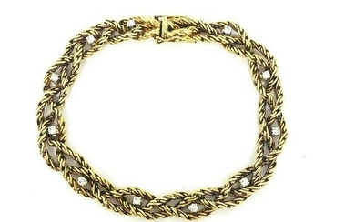 Vintage CARTIER Diamond Yellow Gold Braided Bracelet