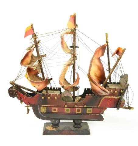 Vintage Hand Carved Model Ship of the Mayflower