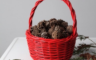 Vintage Red Woven Basket
