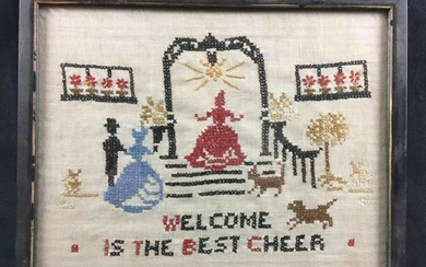 Vintage Welcome Is The Best Cheer Needlepoint Sampler