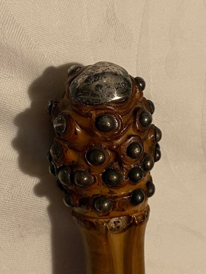 Walking stick - Bamboo, silver studs - Early 20th century
