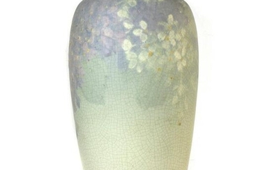 Weller art pottery vase slip decorated with flowers in