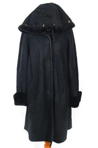 Womens Black Sherling Coat, B. Smith Furs NYC