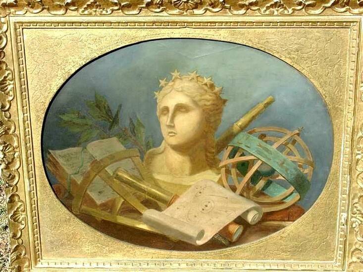 c1804. American still life. Bust of Lady Liberty amongst Maritime objects. Oil /canvas FR3SH