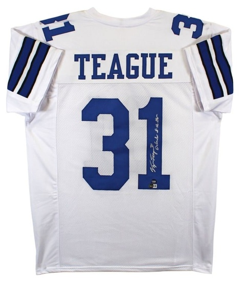 george teague "defend the star" signed white pro style jersey BAS witnessed