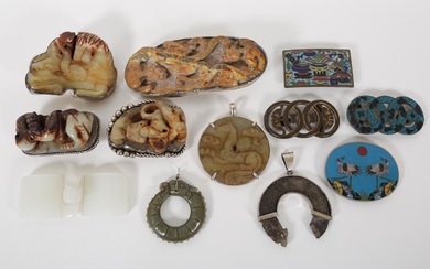 iGavel Auctions: Group of Chinese Jade and Cloisonné and Other Belt Buckles and Pendants ASW1