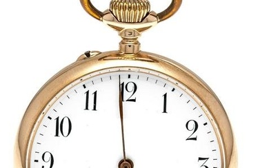 open men's pocket watch 585/000 GG, 1 cover gold, polished case, backside guillochÃ© with free coat