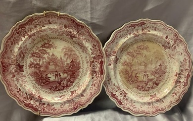 pair of English porcelain plates