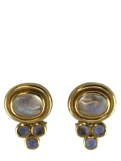 Temple St. Clair 18K Yellow Gold Moonstone Earrings