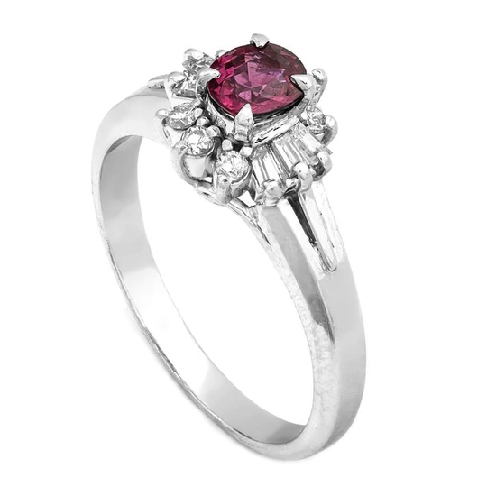 0.51 VVS1 - VS1 tcw Ruby Ring Platinum - Ring - 0.34 ct Ruby - 0.17 ct Diamonds - No Reserve Price