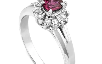 0.51 VVS1 - VS1 tcw Ruby Ring Platinum - Ring - 0.34 ct Ruby - 0.17 ct Diamonds - No Reserve Price