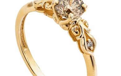 0.72 tcw SI1 Diamond Ring - 14 kt. Yellow gold - Ring - 0.70 ct Diamond - 0.02 ct Diamonds - No Reserve Price