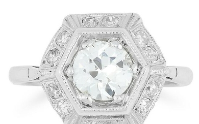 0.82 CARAT DIAMOND RING in Art Deco design set with a