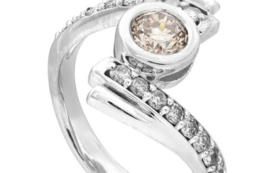 0.83 tcw VS1 Diamond Ring - 14 kt. White gold - Ring - 0.58 ct Diamond - 0.25 ct Diamonds - No Reserve Price