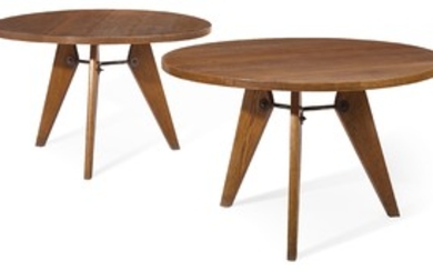 A PAIR OF FRENCH IRON-MOUNTED OAK CENTER TABLES, SECOND HALF 20TH CENTURY